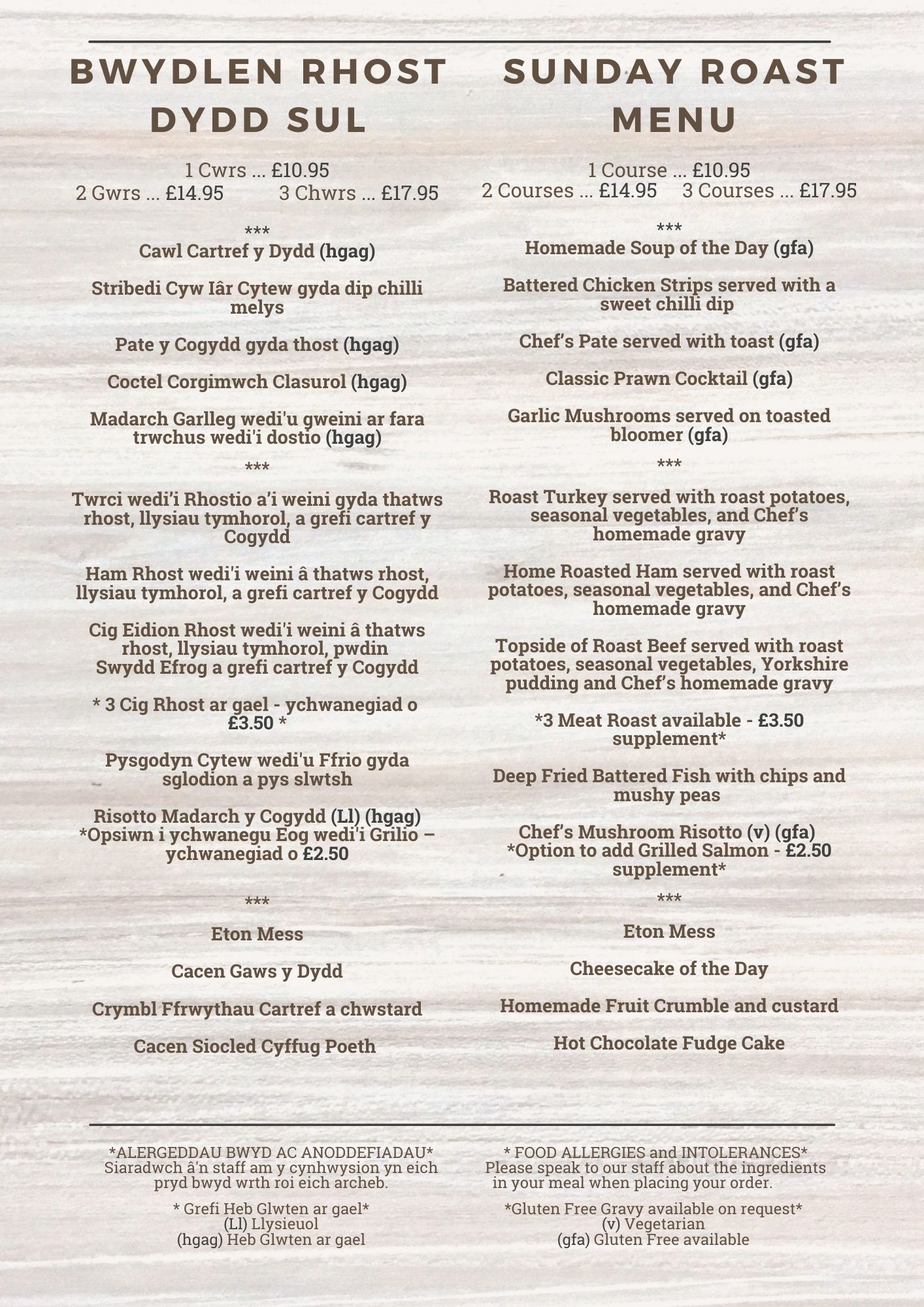 Sunday Menu