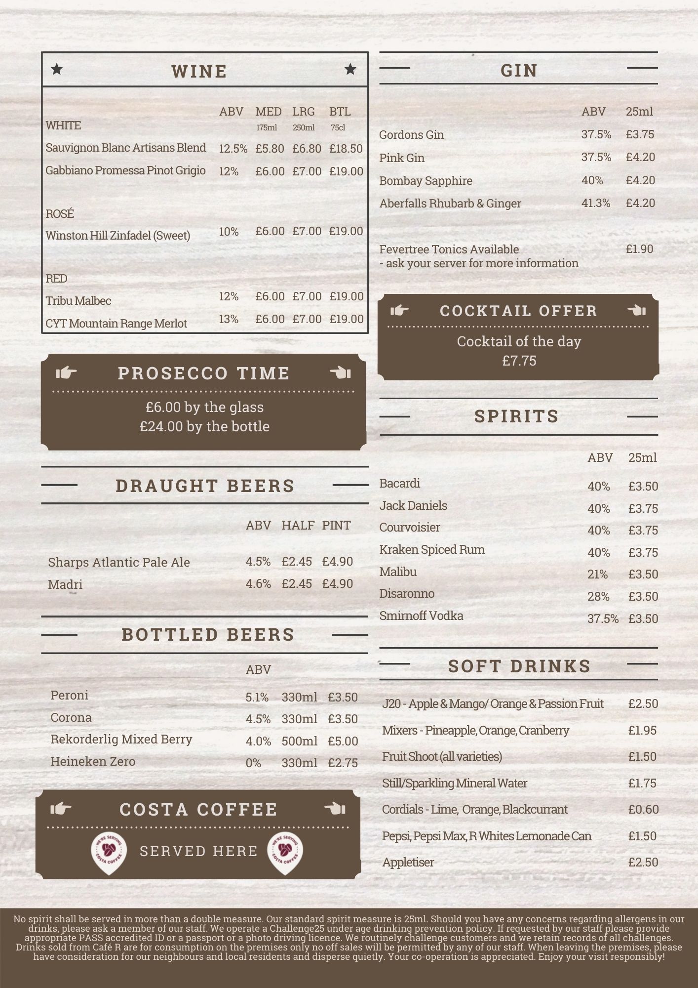 ENG DRINKS Menu
